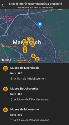 a screenshot of a cell phone with a map at Riyad Entier Avec piscine Red Moon Kech in Marrakech