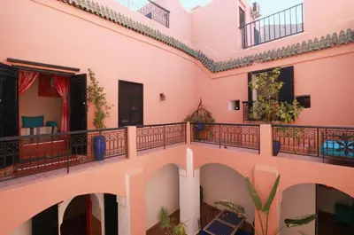 a view of the balcony of a house at Riad Dar Lilas in Marrakech