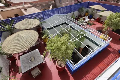 an overhead view of a building with plants on it at Riad 22 - L'Etoile d'Orient in Marrakech