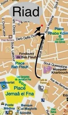 a close up of a map with at Riad Dollar Des Sables & Spa in Marrakech