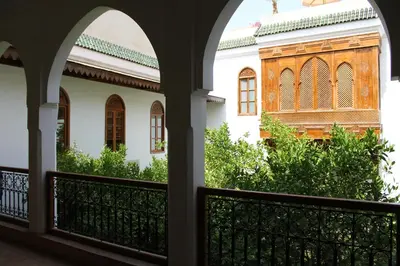 a view from the courtyard of the house at Riad El Morocco Hotel in Marrakech