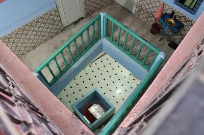 an overhead view of a staircase in a building at Hostel kif kif annex in Marrakech
