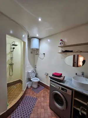 a bathroom with a sink and a washing machine at AL ANDALOUS 6 - une chambre in Marrakech