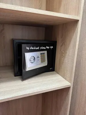 a small microwave on a shelf in a wall at A1, Central, Old-City 7Min on feet, good equipped in Geliz, Bab-Dokala, Majorelle, No taxi needed in Marrakech