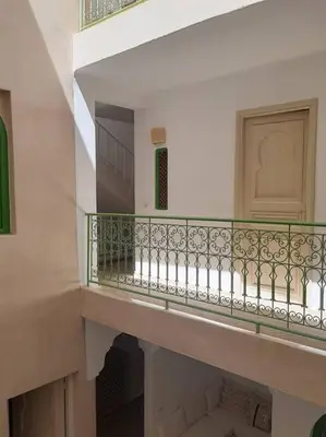 a view of a balcony of a building at Riad Nour, Maison de charme. in Marrakech