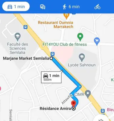 a screenshot of a google map of the intersection of fitzroy market andusage at Chic & Lovely Flat in City Center in Marrakech