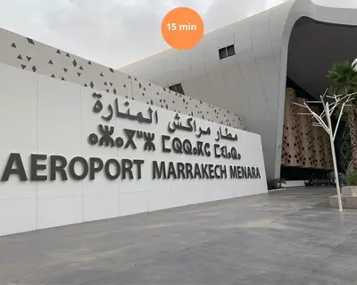 a building with a sign for aazport marriott namespace at African Dream - Marrakech Centre in Marrakech