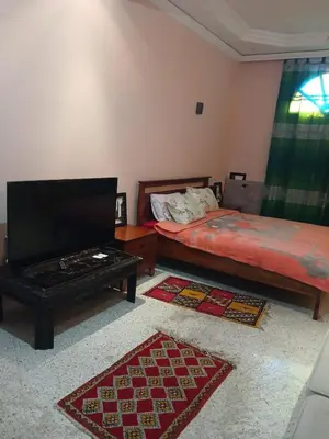 a bedroom with a bed and a television and a table at Villa Mima in Marrakech