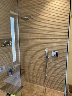 a shower with a glass door in a bathroom at Villa Maria, Luxury Marrakech in Marrakech