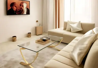 a living room with a couch and a coffee table at Appart vacance safaa in Marrakech