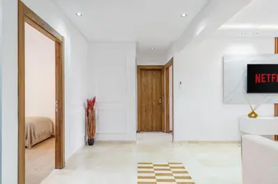 a hallway with a door leading to a bedroom at Elegant and cozy 3 bedrooms in Hivernage in Marrakech