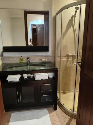 a bathroom with a sink and a shower at Rêve de MARRAKECH in Marrakech