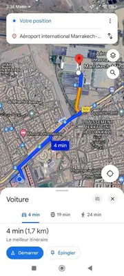 a screenshot of a map with a red marker at New DUPLEX jardins d'anas- Avenue guemassa Near Airport in Marrakech