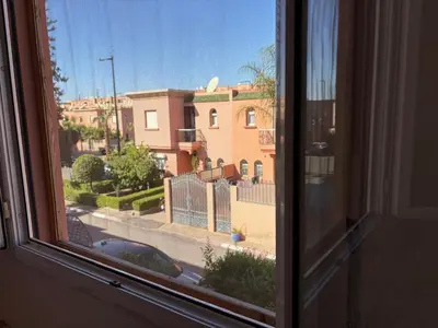 a view of a street from a window at Villa Lyazidi in Marrakech