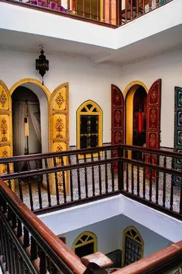 a staircase in a building with at Riad - In Medina - Kesh Design in Marrakech