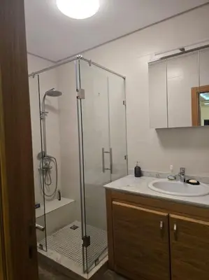a bathroom with a shower and a sink at Marrakech-Central location 2 Bdrm in Marrakech