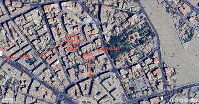 an overhead view of a city with red buildings at Haut standing coeur Gueliz in Marrakech