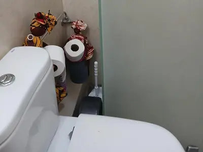 a bathroom with a white toilet in a room at Cozy studio in Marrakech district in Marrakech