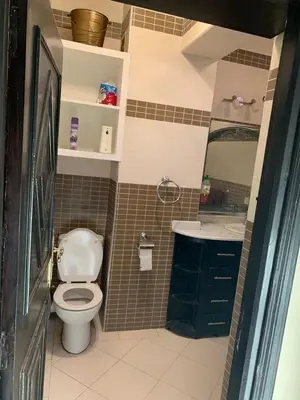 a small bathroom with a toilet and a sink at beautiful apartment in Marrakech