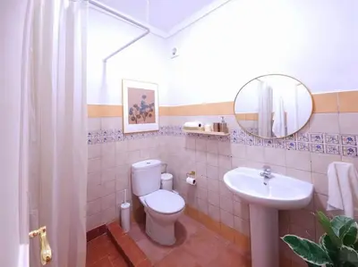 a bathroom with a toilet and a sink and a mirror at old a supprimer in Marrakech