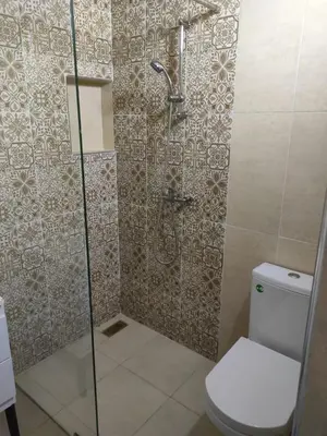 a bathroom with a shower and a toilet at Appartement de luxe in Marrakech