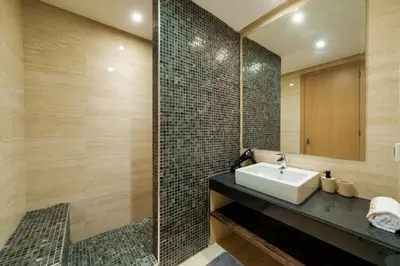 a bathroom with a sink and a mirror at 2 Bedrooms Equipped apart in Marrakech