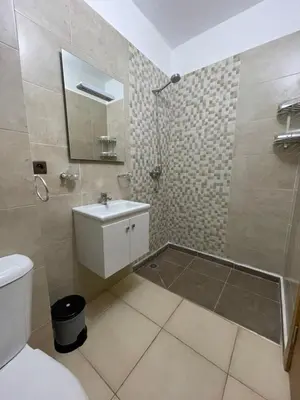 a bathroom with a sink and a shower and a toilet at Issam appart in Marrakech