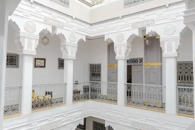 a view of the inside of a building at Boutique Hotel La Maison dArts et Medicine in Marrakech
