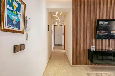 a corridor of a hospital hallway with at Modern New Appartement Fully Equiped In Center of guéliz in Marrakech