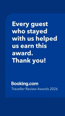 a blue picture with the words every guest who stayed with us helped us earn this at Bel Appartement meublé avec Piscine, l'hivernage à Marrakech in Marrakech