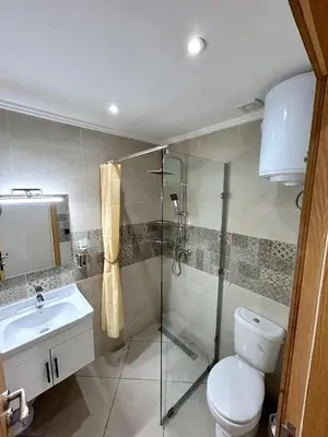 a bathroom with a shower and a toilet and a sink at Appartement a Gueliz in Marrakech