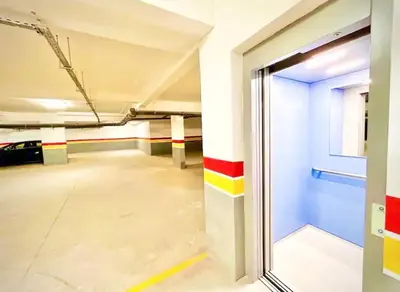 an empty parking garage with a view of a room at Appartement Sofia in Marrakech