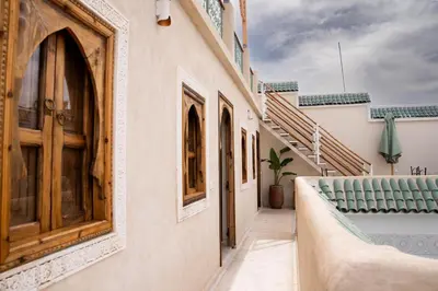 an empty corridor of a building with stairs at Riad Eden Dorient in Marrakech