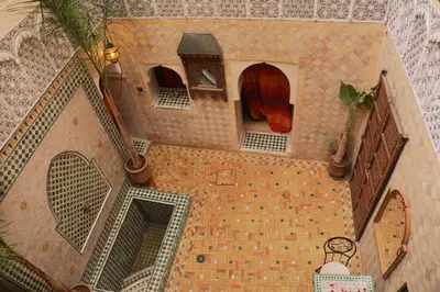 an overhead view of a building with doors and windows at Riad marrakesh peace in Marrakech