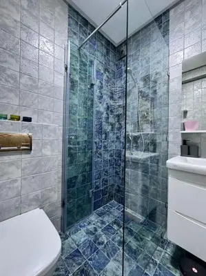 a bathroom with a toilet and a glass shower at Appartement Sylia in Marrakech