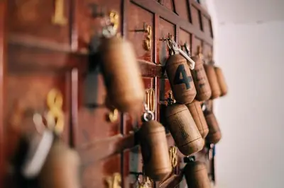 a wall with lots of lockets on it at Apart Hotel Larabi in Marrakech
