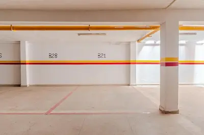 an empty room with colorful stripes on the wall at Cozy Studio in city center Guéliz in Marrakech