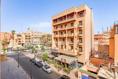 an overhead view of a city street with buildings at Charm Apt dans le triangle Tourisme de Marrakech ! in Marrakech