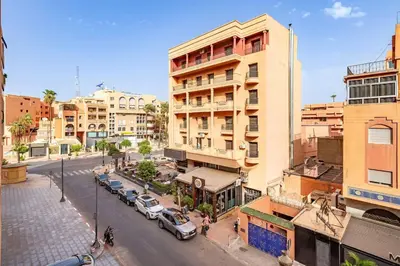 an overhead view of a city street with buildings at Charm Apt dans le triangle Tourisme de Marrakech ! in Marrakech