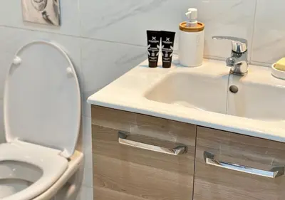 a bathroom with a toilet and a sink at Trésor andalous in Marrakech