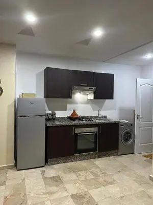 a kitchen with a refrigerator and a dishwasher at le spacieux 37 pour familles face gare CTM Hivernage in Marrakech