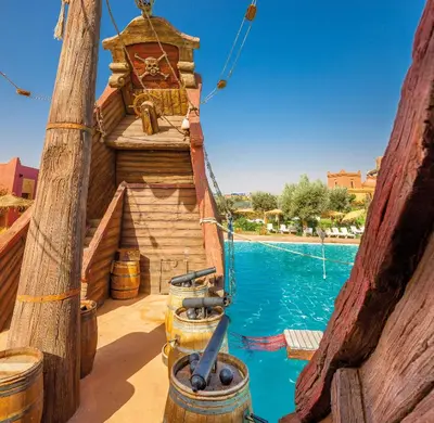 a view of a water slide at a theme park at Modern Oasis with Waterpark in Marrakech