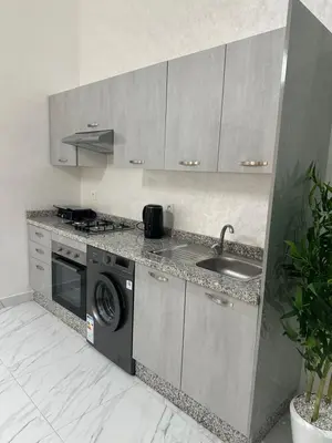 a kitchen with a sink and a washing machine at La Citrine appartement de haut standing in Marrakech
