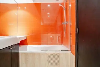 a bathroom with a shower and a white sink at Havre de paix in Marrakech