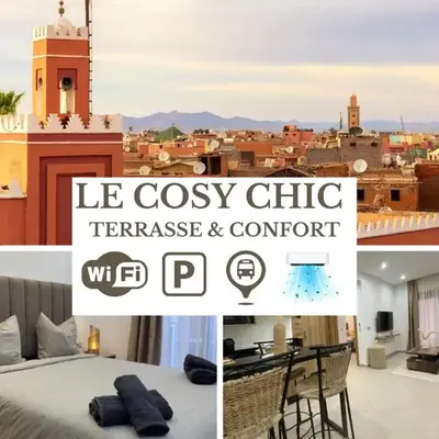 Le COSY CHIC- NEUF - Modern & Chic - Terrasse et Confort - CLIM PARKING et WIFI Gratuit ! GUELIZ
