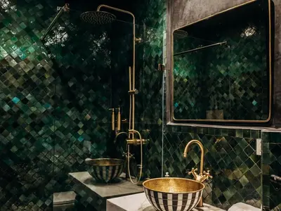 a bathroom with a sink and a shower at Riad Beltza - 