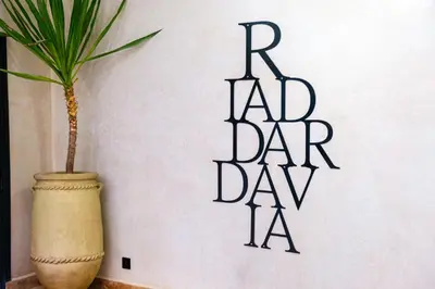 a plant in a vase next to a wall at Riad Dar Davia - Jacuzzi Rooftop - Breakfast in Marrakech