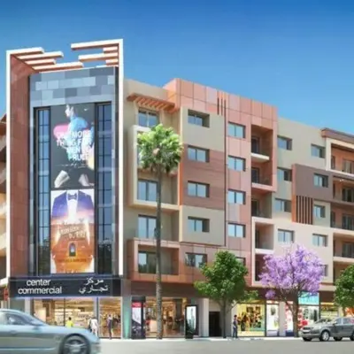 a rendering of a building with a car parked in front at Luxury apartment in Gueliz Marrakech in Marrakech