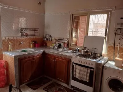 a kitchen with a stove and a sink at Large 1-Bed Apt, Perfect for You! in Marrakech