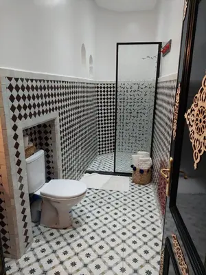 a bathroom with a toilet and a shower at Riad Zaid in Marrakech